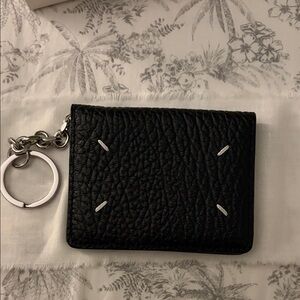 New Maison Martin Margiela Black Leather Keychain Wallet